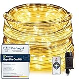 HAUSPROFI 15M 200 LEDS Lichterschlauch mit Fernbedienung,Lichterkette, 8 Modi und Helligkeit dimmbar, Strombetrieben,Wasserdicht, Ideal für Aussen, Weihnachtsbeleuchtung, Deko, Party, Feier Ø5mm