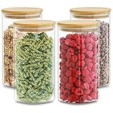 Vorratsgläser mit Deckel 4er Set - Luftdicht - 1,2 L - Spülmaschinenfest - 8 Dichtungen
