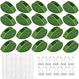 60 Stück Pflanzen Clips, Selbstklebend Pflanzenklammern 50 Stück Grüne Blattförmige Kletterpflanzen Befestigung und 10 Weiß Unsichtbare Wand Clip ​für Gardening Plant Reben Gemüse