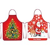 Sunshine smile 2 Stück Weihnachtsküchen Schürze,Weihnachtsschürze Rot,Weihnachtsschürzen,Verstellbare Cartoon Weihnachten Schürze,Xams Kochschürze,Küchenschürze für Küche Backen Weihnachtensparty