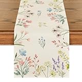 Artoid Mode Pflanzen Blumen Frühling Tischläufer, Saisonnal Sommer Küche Tisch Dekoration Drinnen Urlaub Party Dekor 40x140 cm