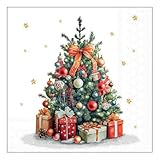 Ambiente Serviette Christmas Tree, 33x33 cm, 3-lagig, 20 Stück, Weihnachtsserviette, Tannenbaum, Tischdeko, Festtagsdekoration