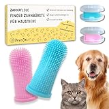 PawsOnly Hundezahnbürste, Katzen Zahnbürste, Fingerzahnbürste Hund, Zahnpflege Hund, Zahnpflege Katzen, Zahnbürste Hund, Fingerlinge Hunde Zahnpflege, Hunde Zahnbürste, Zahnbürste Katze (Blau + Rosa)