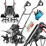 MASKO® Motorhacke elektrisch | Gartenfräse 1500 Watt 40cm Breite 20cm Tiefe | Bodenhacke Ackerfräse Kultivator | Elektro Hacke | klappbarer Handgriff Metallgehäuse | Transporträder & Zubehör | schwarz