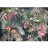 Runa Art Fototapete Blumen 352 x 250 cm Vlies Tapeten XXL Moderne Wandtapete Wohnzimmer Schlafzimmer Grün Rosa 9561011a