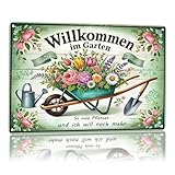 Metallschild Garten Gartenschild mit Sprüchen Retro Blechschilder Lustiger Text Metall Blechschild für Küche und Garten(30 × 20 cm)