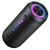 Bluetooth Lautsprecher mit Licht, 30W Musikbox Tragbarer Bluetooth Box mit IPX7 wasserdicht, Dualen Bass-Treibern, 30 Sth Akku, RGB Lichter, TWS Kopplung，AUX, TF Karte, Geeignet Outdoor/Party/Reisen