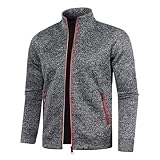 Herren-Fleece-Sweatshirt, durchgehender Reißverschluss, Mantel, Jacke, Stehkragen, lange Ärmel, Strickjacke, leichte warme Fleecejacke, Oberbekleidung, schmale Passform, lässig, einfarbig,