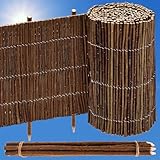 UrFence 300x30 Weide Beeteinfassung Holz - Flexible Rasenkante - Mini Gartenzaun zum Stecken - Rollborder Beetumrandung - Baumumrandung Rund - Beetzaun Steckzaun Beeteinfassung Staketenzaun Rollzaun