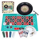 GOTHINK Roulette-Wheel-Spielset mit 25,4 cm Spiellack, 200 Karten, Abrechnung, 2 Kugeln und Texas Hold'em, perfekt für Partys und Feiertage