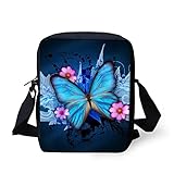 Binienty Kinder-Umhängetasche, kleine Umhängetasche, Handtasche, für Reisen, Schule, Wandern, schmetterling, Einheitsgröße