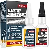Nayrmaer 2K Sekundenkleber Extra Stark mit Filler, Wasserfest Schweißnaht Kleber für Kunststoff, Gummi, Stein, Keramik, Metall, Holz uvm.