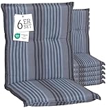 Beo® Turin Niedriglehner Gartenstuhlauflagen | 6er Set Sitzkissen Outdoor | Waschbar, UV-beständig, Atmungsaktiv | Made in EU, Öko-Tex Standard, extra Dicke Polsterauflage