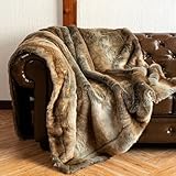 MMRTDJDR Luxus weiches Kunstpelz -Wurfdecke für Bett und Sofa - hoher Stapel -Plüsch warme gemütliche Flauschige Decke - 150 x 200 cm braun