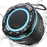 RIENOK Bluetooth Lautsprecher Duschradio FM Radio 12 Std. IPX7 Shower Speaker Bluetooth Duschlautsprecher mit Saugnapf Mini Musikbox Sauna Badezimmer Pool Geschenke für Mädchen Kinder Teenager Junge