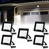 UISEBRT LED Strahler Außen 5x100W Superhell LED Fluter Flutlicht 7000LM - Kaltweiß LED Scheinwerfer Wasserdicht IP66 Baustrahler für Garten Garage Sportplatz Hotel - 120° Abstrahlwinkel