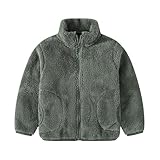 Jungen und Mädchen Frühling und Herbst, einfarbig, Stehkragen mit Taschen, langärmelige Jacke, Windbreaker-Jacke mit Kapuze, Größe für Mädchen, AG, 10-11 Years