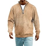Langarm T Shirt für Herren Pullover Lässig Oversize Farbverlauf Print Hemden Viertelreißverschluss Stehkragen Modische Sweatshirts Earthy Yellow XXXXXL