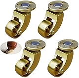 YxCuidP Möbelrollen Schwerlast， Set von 4 festem Messing Caster, Drehmöbel Rad, Ladungskapazität 80 kg, Raddurchmesser1in/25 mm, geeignet for kleine Klavier/Sofas/Vintage -Möbel geeignet