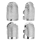 Mabor 4 Stück Fingerhut Nähen, Fingerschutz Stricken Fingerhüte aus Metall Fingerschutz Stricken Fingerhut 17mm Einstellbare Zubehör Thimble Sewing Ringfingerhut Haushalt Handnähen