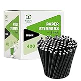 [400 Stück] 12,7 cm 100% biologisch abbaubare Papier-Rührstäbchen/Strohhalme – schwarz – für Cocktails und Kaffee