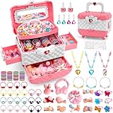 Aureyung Kinder Schmuck Spielzeug Mädchen 3 4 5 6 7 8 9 10 Jahre, Geburtstag Weihnachts Geschenke Mädchen 3-12 Jahre, Schmuckset mit Haarspangen & Haargummis