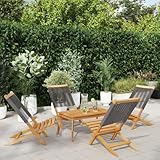 Sufrk Gartenstühle 4 STK. Klappbar Gartenstuhl Klappbar Balkon StüHle Garten Klappstuhl GartenstüHle Grau Massivholz Akazie
