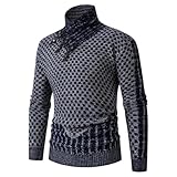 Herren Strickpullover Rollkragenpullover Langarm Slim Fit Schalkragen Pullover Herbst Winter Stilvolle Strickwaren 2025, marineblau, L