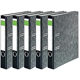 5 Ordner Wolkenmarmor schmal 5cm Rücken schwarz