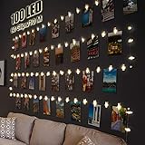 Litogo LED Fotoclips Lichterkette für Zimmer Deko, 10M 100LED Lichterkette mit 60 Klammern für Fotos Lichterkette Wand Batteriebetriebene Lichterkette Bilder für Wohnzimmer, Weihnachten, Hochzeiten