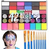 Zefphxs Kinderschminke Set, 42 Farben Kinderschminken Set, Schminke Kinder mit 11 Pinsel, Gesichtsfarben Kinderschminken für Halloween Karneval Make-up Fasching