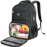MATEIN Laptop Rucksack 17 Zoll mit Kühlfach, Lunch Rucksack Reiserucksack Herren mit USB Ladeanschluss, Anti Diebstahl TSA Freundlich Kühlrucksack für Business Arbeit Schulrucksack Teenager, Schwarz