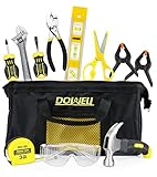 DOWELL Kinder-Werkzeug-Set mit Werkzeugtasche inklusive Echtmetall-Handwerkzeuge für Jungen und Mädchen, Kinder & Junior-Lernwerkzeug-Set für Zuhause, DIY, Alter 8 +
