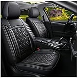 JDWBT Luxus Sitzbezug Auto Vordersitze,autositzbezüge Vordersitze Leder Universelle,Schwarz schonbezug Autositz Vorne,autositzschoner Schwarz (2er Set)