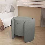 Moderner Boucle Polsterhocker aus Sherpa-Kunstfell, mit Stauraum, bequemer Pouf für Schlafzimmer und Wohnzimmer, niedlicher Make-up-Schminkstuhl