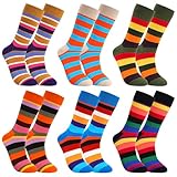 dusaniyali 6 Paar Bunt Socken Herren Baumwolle Socken in verschiedenen Mustern,39-44 Bunte Herrensocken Business Socken Lustige Bunte Beiläufig Neuheit Gekämmte Baumwolle Socken Ringelsocken
