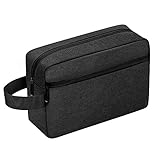 Kulturbeutel Herren, Kulturtasche Damen Große tragbare Kosmetiktasche Wasserabweisend Rasierentasche Waschtasche für die Reise mit Griff Großer Stauraum (Schwarz)
