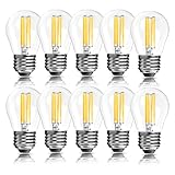 LangPlus+ 10 Stück E27 LED Lampe, Dimmbare G45 Birne, 4W, 40W Äquivalent E27 Sockel Globus Glühlampe, Warmweiß 2700K, LED Filament Fadenlampe für Pendelleuchten, Deckenventilator