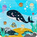 VENUSO quadratisch duschmatte rutschfest Anti Schimmel für Kinder, 53 x 53 cm badewannenmatte antirutsch, Maschinenwaschbar, Wal