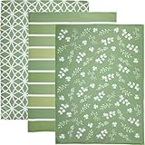 Erwin Müller Geschirrtuch 'Blumen, Grafik, Streifen' 3er-Pack Baumwolle pistazie Größe 50x70 cm