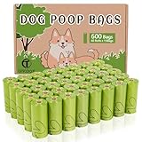 AiTodos® 600 Artikel Hundekotbeutel, Mais-Dip-Mix PET, Polyethylen + Biologisch Abbaubares Material, Halb Biologisch Abbaubarer Hundekotbeutel, Unterwegs – 31 x 23 cm – Grün (40 Rollen à 15 Stück)