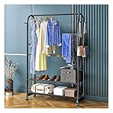 Robuste Kleiderstange aus Metall mit Rollen für Schlafzimmer und Wohnzimmer, schwarz, 80 cm