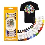 Altaroo Textilfarbe Waschmaschinenfest 12 Farben je 6 ml, Stoffmalfarben Waschfest, Stoffmalfarbe Set mit Pinseln, Lebendige, Hochpigmentierte für T-Shirts, Jeans, Schuhe auf Hellen Dunklen Stoffen