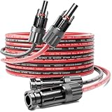 deleyCON 5m PV4 Solarkabel Verlängerung Set 6mm² für Photovoltaik-Anlagen - Verlängerungskabel für Serielle & Parallele Verkabelungen - 1kV AC 1,5kV DC - Wetterfest UV-Beständig IP68 - Rot & Schwarz
