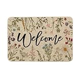 Artoid Mode Welcome Antike Kräuter Wilde Blumen Frühling Fußmatte, Hause Dekoration Küche Teppich Bodenmatte Für Innen Außen Dekor 40x60 cm