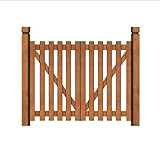 Doppelöffnendes Holztor für Garten, elegantes Teakholz-Zauntor mit Bogenrahmen, braun, C, 135 x 100 cm