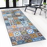 casa pura Teppichläufer Bonita - Patchwork Muster im Vintage Look - viele Größen - moderner Teppich Läufer für Flur, Küche, Schlafzimmer - Niederflor Flurläufer, Küchenläufer - 80 x 200 cm