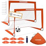PEAKVONDER Fussballtore für Garten Kinder Pop-Up 2er Set-Fußballtor Faltbar mit Glasfaserstangen & hochwertigen Tornetzen für Indoor, Outdoor | Mit Transporttasche Fußball Hütchen Ballpumpe Erdankern