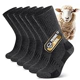 TIBISI Merino Wandersocken Herren Damen,Atmungsaktiv gepolstert antiblasen geruchshemmende,Outdoor Socken Trekkingsocken Sneakersocken für Unisex, Herren, Damen Kinder- 3 Paar
