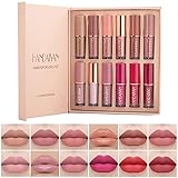 12 Farben Mattes Lippenstift-Set, samtiges Lipgloss-Set mit mattem Finish, feuchtigkeitsspendender Lippenstift mit Geschenkbox